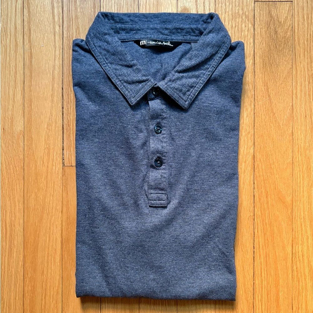 Travis Mathew Men’s Short Sleeve Performance Polo Golf Shirt XL Blue Stripes